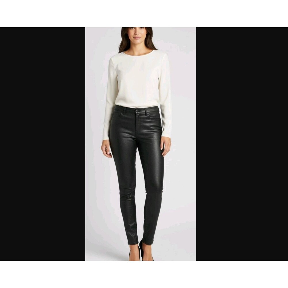 Express 10 Black Coated Skinny High Waisted Pants Faux Leather Look